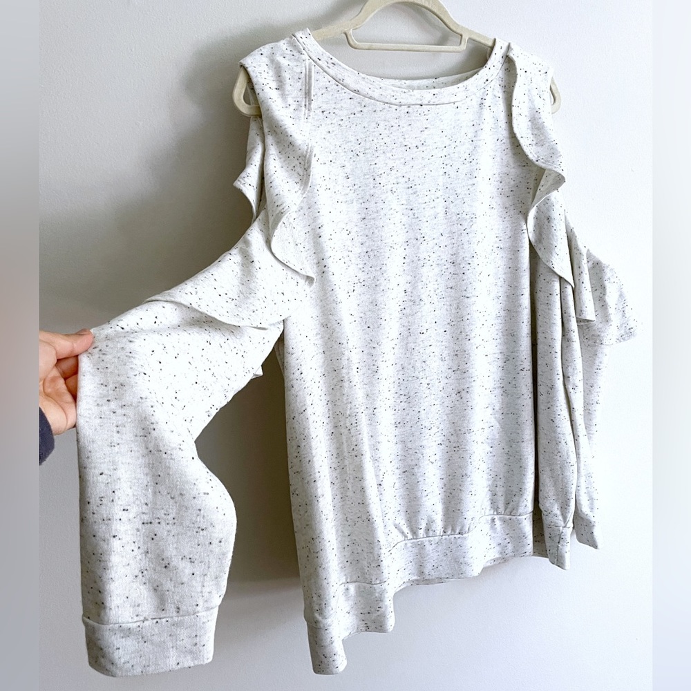 Lounge Cozy Terry Sweatshirt with Cold Shoulder and Ruffles by Isabel Maternity